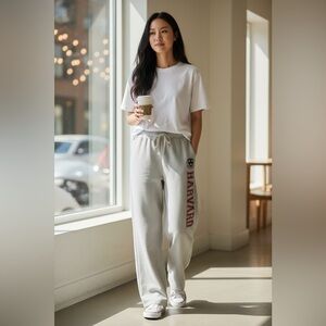 Harvard Gray Wide Leg Lounge Pants
